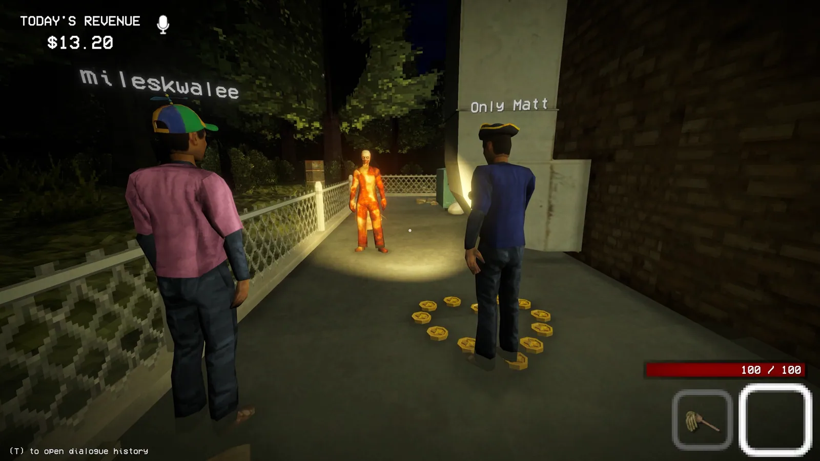 Several Shift At Midnight players face a creature together inside the gas station